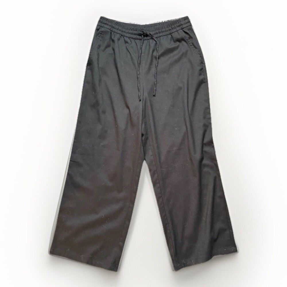 Gap Size M Relaxed Drawstring High Rise Straight Pull On Black Canvas Pants